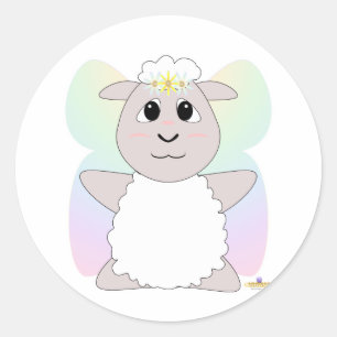 Huggable Fairy White Sheep Ronde Sticker