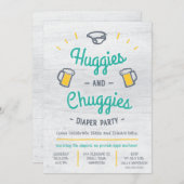 Huggies and Chuggies Diaper Party Invitation Kaart (Voorkant / Achterkant)