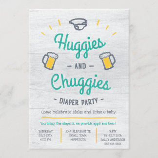 Huggies and Chuggies Diaper Party Invitation Kaart