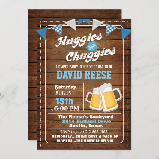 Huggies en Chuggies Dad Diaper Party Invitation Kaart (Voorkant / Achterkant)