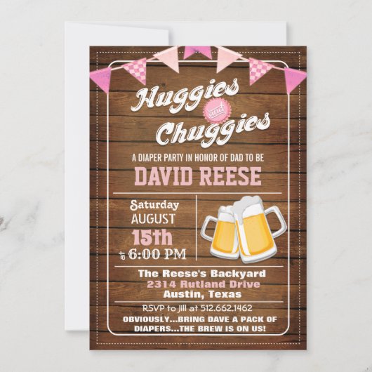 Huggies en Chuggies Dad Diaper Party Invitation Kaart (Voorkant)