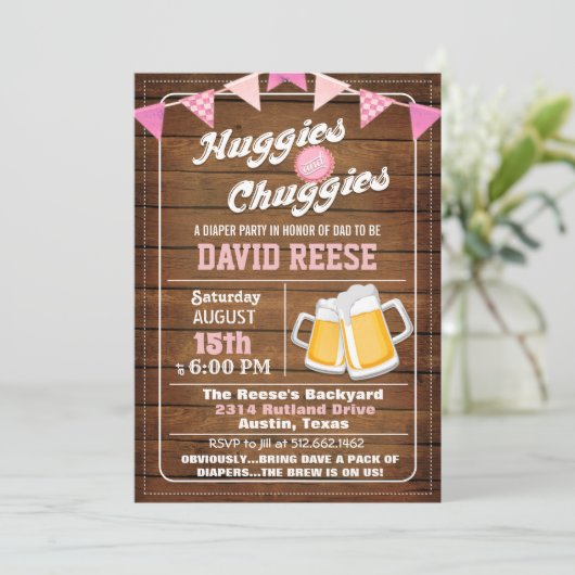 Huggies en Chuggies Dad Diaper Party Invitation Kaart (Staand voorkant)