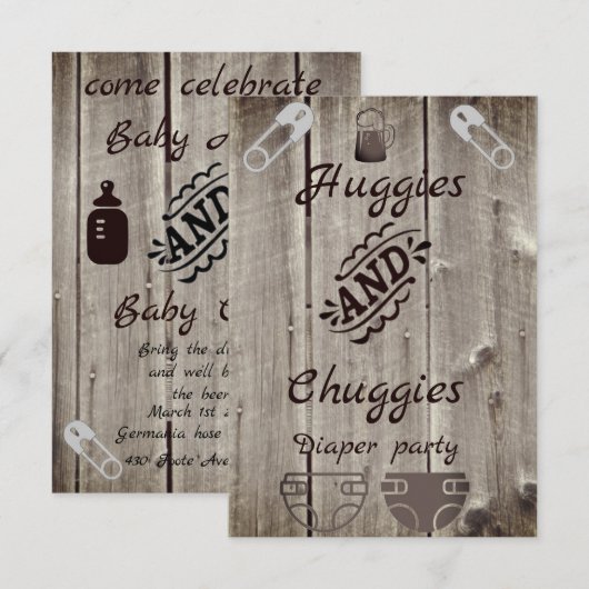 huggies et chuggies invitation (Devant / Derrière)