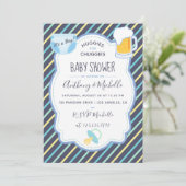 Huggies for Chuggies Diaper Party-uitnodiging Kaart (Staand voorkant)