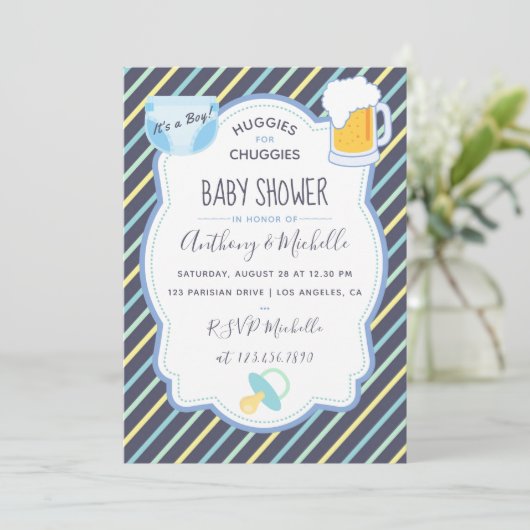 Huggies for Chuggies Diaper Party-uitnodiging Kaart (Staand voorkant)