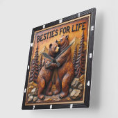 Hugging Bears Mountain Pine Vierkante Klok (Hoek)