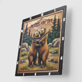 Hugging Bears Mountain Valley Vierkante Klok (Hoek)