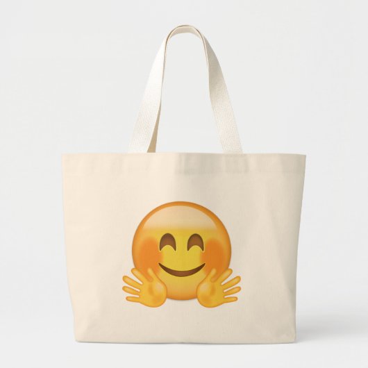 Hugging Face Emoji Grote Tote Bag (Voorkant)