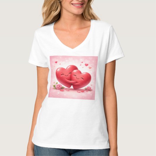 Hugging Hearts T-Shirt | Romantic Love Shirt with (Devant)