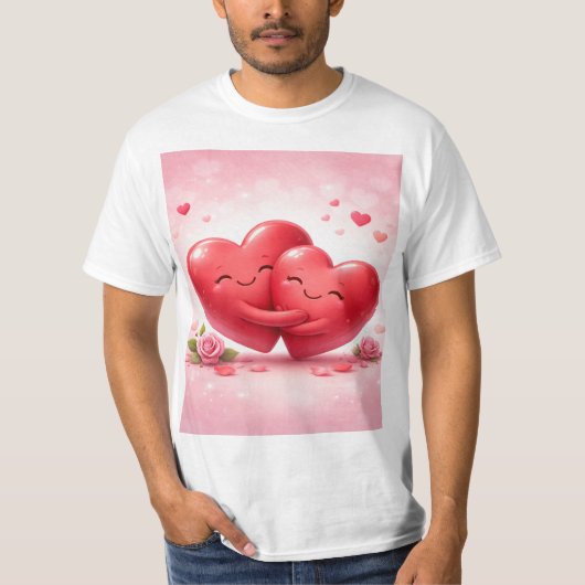 Hugging Hearts T-Shirt | Romantic Love Shirt with (Devant)