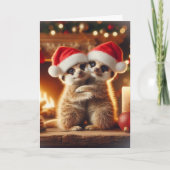 Hugging Meerkats Christmas Card Feestdagen Kaart (Voorkant)