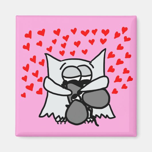 Hugging Owl and Mouse Magnet Magneet (Voorkant)