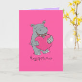 Huggopotamus valentijnskaart voor nijlpaard Roze Kaart (Gele Bloem)
