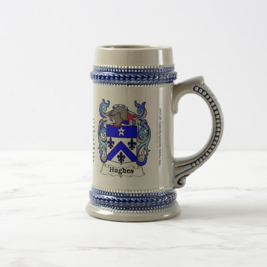 Hughes Family Crest Ceramic Stein Bierpul (Rechts)