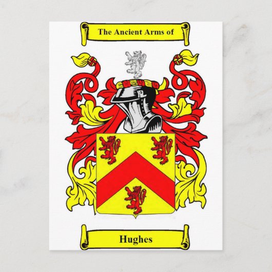 Hughes (Iers) wapenschild Briefkaart (Voorkant)