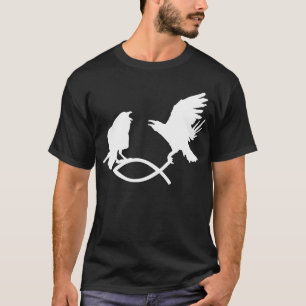Hugin & Munin vangen christelijke vis Odin Thor T-shirt