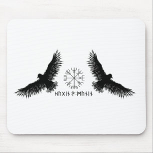 Hugin & Munin Vegvisir Odins Raben schwarz Muismat