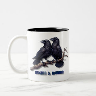 Huginn en Muninn Mok, Odin's Ravens Tweekleurige Koffiemok