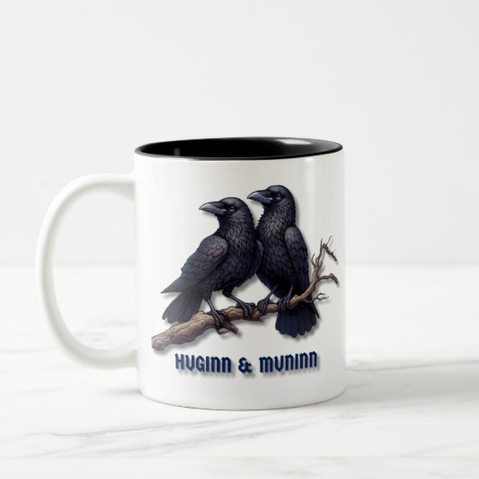 Huginn en Muninn Mok, Odin's Ravens Tweekleurige Koffiemok (Links)