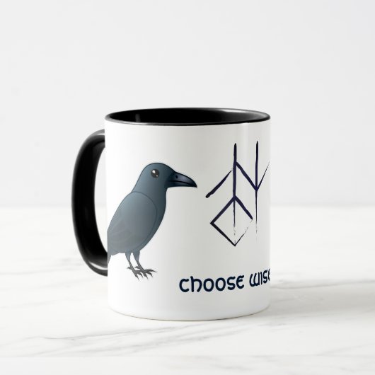 'Huginn & Muninn' wijze Odin's Mok (Voorkant links)