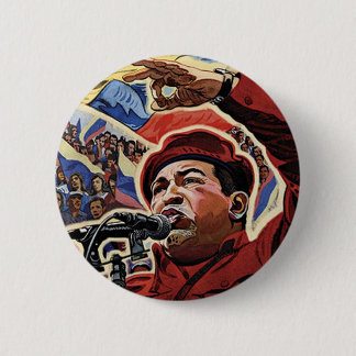 Hugo Chavez - Cartoon Revolutie Ronde Button 5,7 Cm