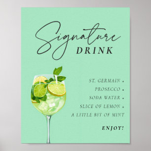 Hugo Spritz Teken Signature Drink Couples Shower Poster