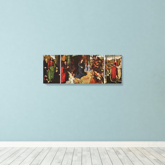Hugo van der Goes - Portinari-Altaar Overzicht Canvas Afdruk (Insitu (Houten vloer))