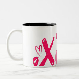 Hugs and Kisses Love Gift Tweekleurige Koffiemok
