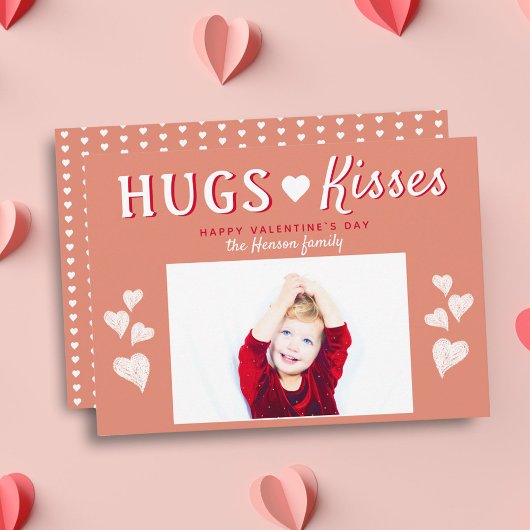 Hugs & Baisers Coeur Saint Valentin`s Day Carte ph