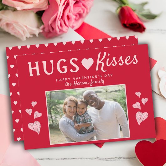 Hugs & Baisers Coeur Saint Valentin`s Day Carte ph