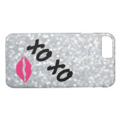 Hugs & Baisers Sparkly Silver iPhone 7 Coque (Dos (Horizontal))