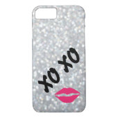 Hugs & Baisers Sparkly Silver iPhone 7 Coque (Dos)