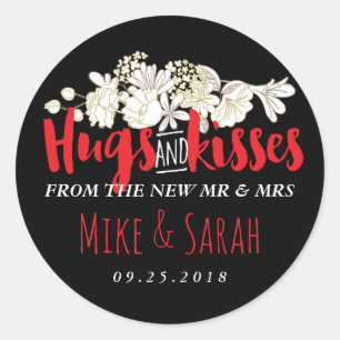 Hugs Baisers Sticker Mariage M. et Mme Flower