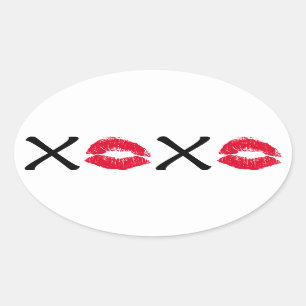 Hugs en Kisses Ovale Sticker