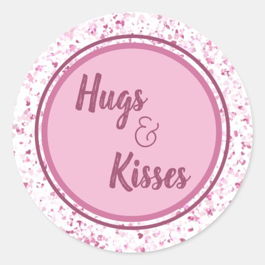 Hugs en Kisses Ronde Sticker (Voorkant)