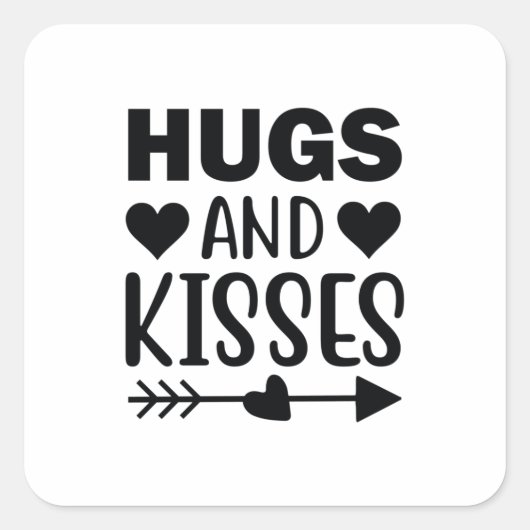 Hugs en Kisses Vierkante Sticker (Voorkant)