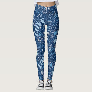 Hugs en Kisses Word Cloud Blue ID286 Leggings