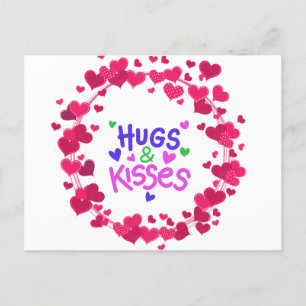 Hugs en kussen voor valentijn briefkaart