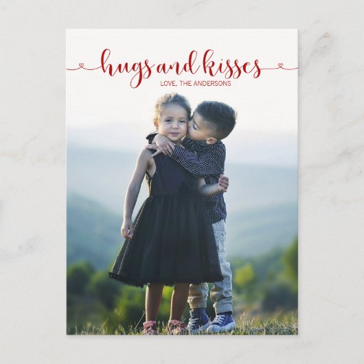 Hugs et Baisers Carte postale de la Saint Valentin (Devant)