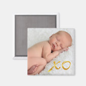 Hugs et baisers dans Gold Baby Photo Magnet (Recto/Verso)