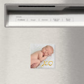 Hugs et baisers dans Gold Baby Photo Magnet (In Situ (Lave-vaisselle))