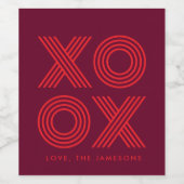 Hugs et baisers Valentine Vin Étiquette - Bourgogn (Étiquettes simples)