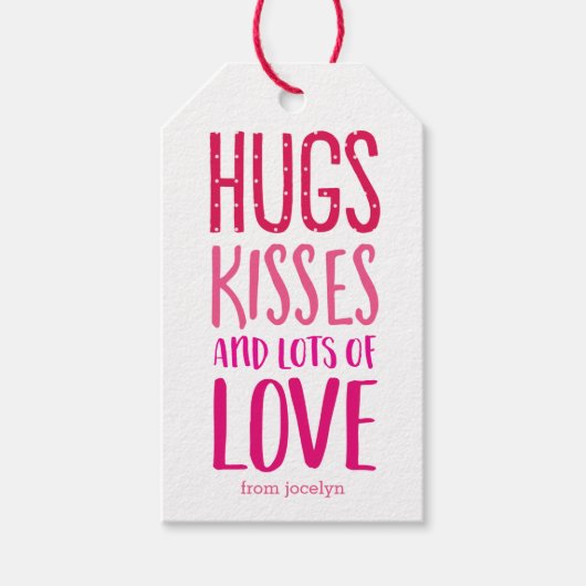 Hugs Kisses Love Valentijnsdag Gift Labels Cadeaulabel (Voorkant)