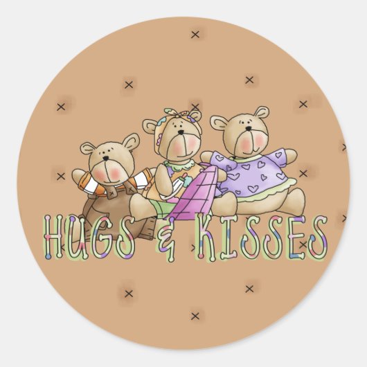 Hugs & Kisses Ronde Sticker (Voorkant)