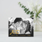 Hugs & Kisses Sla de datum op Aankondigingskaart (Staand voorkant)