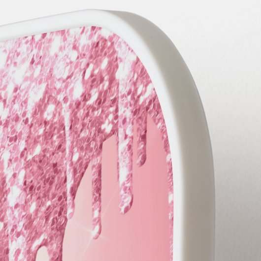 HUGS & KISSES VALENTIJNS PINK GLITTER DRIP CUSTOM PICKLEBALL PADDLE (Links Detail)