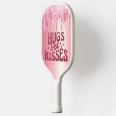 HUGS & KISSES VALENTIJNS PINK GLITTER DRIP CUSTOM PICKLEBALL PADDLE (Links)