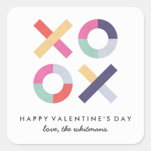 Hugs + Kisses Valentijnsdag Sticker - Poeder