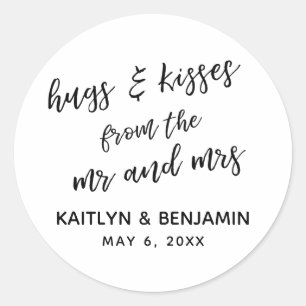Hugs & Kisses van de heer en mevrouw Plain, eenvou Ronde Sticker