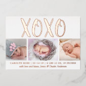 Hugs & Kisses (XOXO) 3 Fotoaankondiging Folie Uitnodiging (Voorkant)